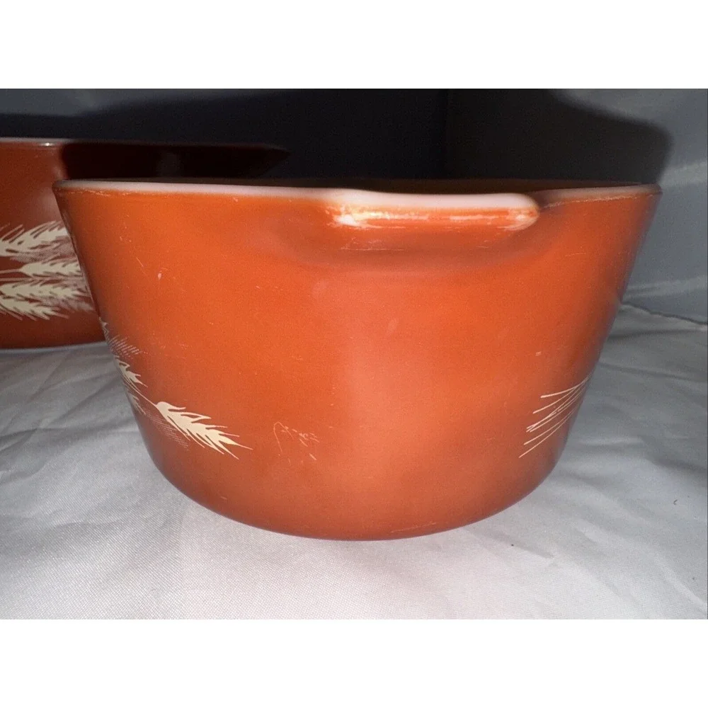 Vintage Pyrex‎ Autumn Harvest Wheat Cinderella Nesting Mixing Bowls -2
